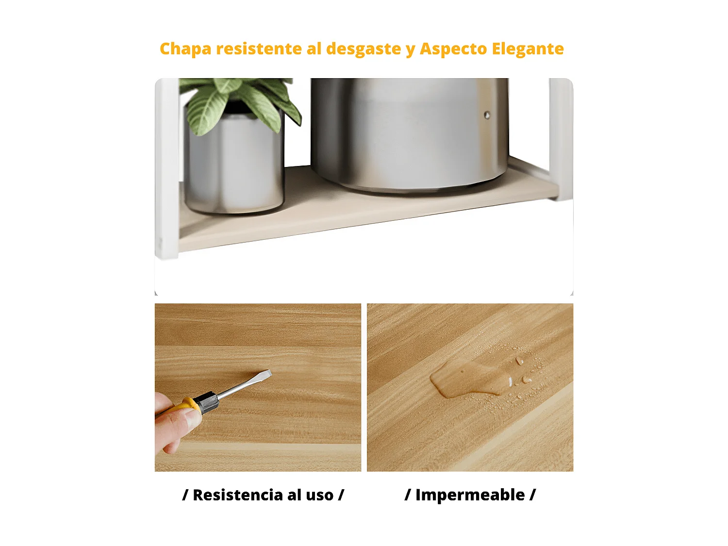 Estantería de Cocina, Estantería para Microondas, Estante Abierto de Pie 2 Mallas metálicas y múltiples Estantes 80x30x142cm, Color Blanco y Madera