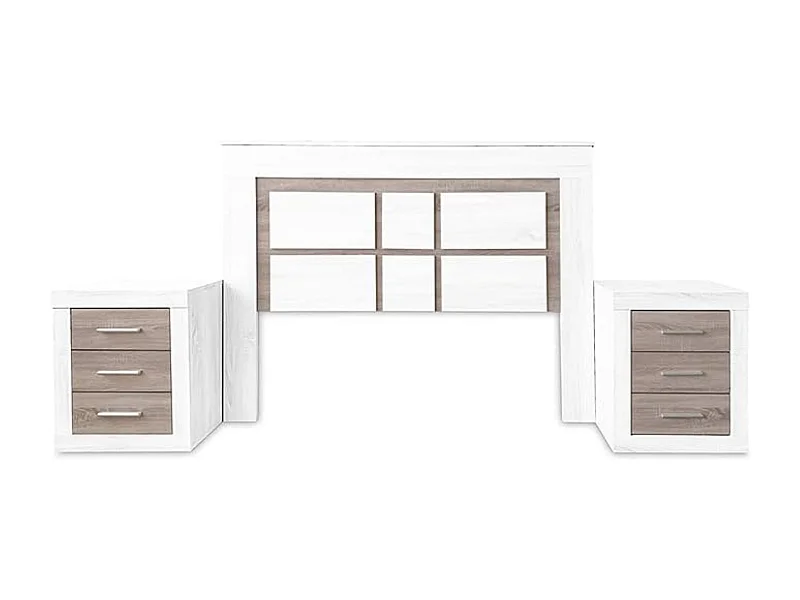 Pack Cabecero de 160 x 120 cm + 2 Mesitas de Noche | Dormitorio Completo | Colores Andersen y Pino Gris (para Cama de 135-140 o 160) – Meyvaser