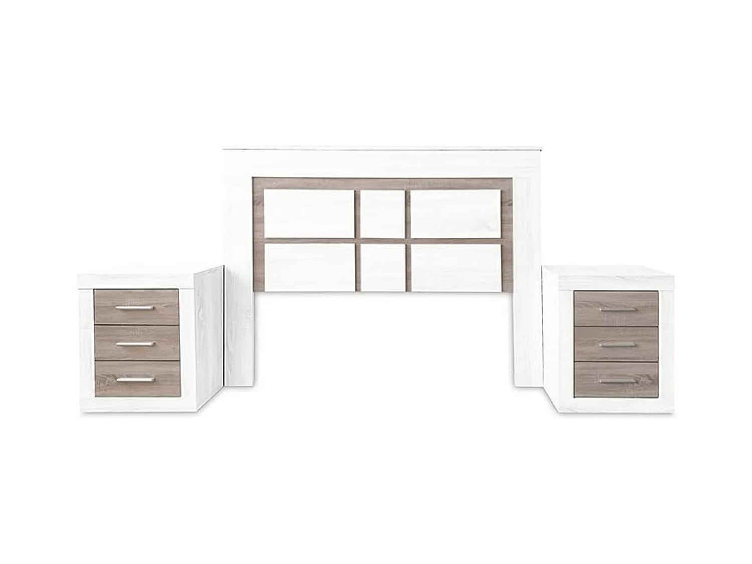 Pack Cabecero de 160 x 120 cm + 2 Mesitas de Noche | Dormitorio Completo | Colores Andersen y Pino Gris (para Cama de 135-140 o 160) – Meyvaser