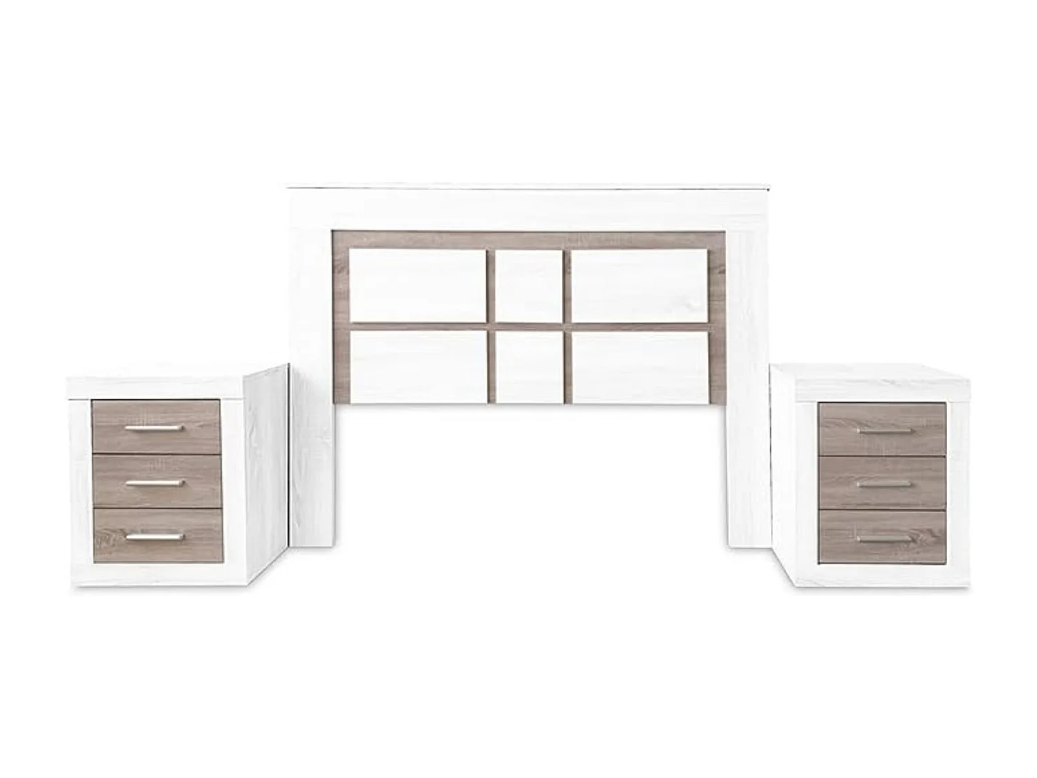 Pack Cabecero de 160 x 120 cm + 2 Mesitas de Noche | Dormitorio Completo | Colores Andersen y Pino Gris (para Cama de 135-140 o 160) – Meyvaser