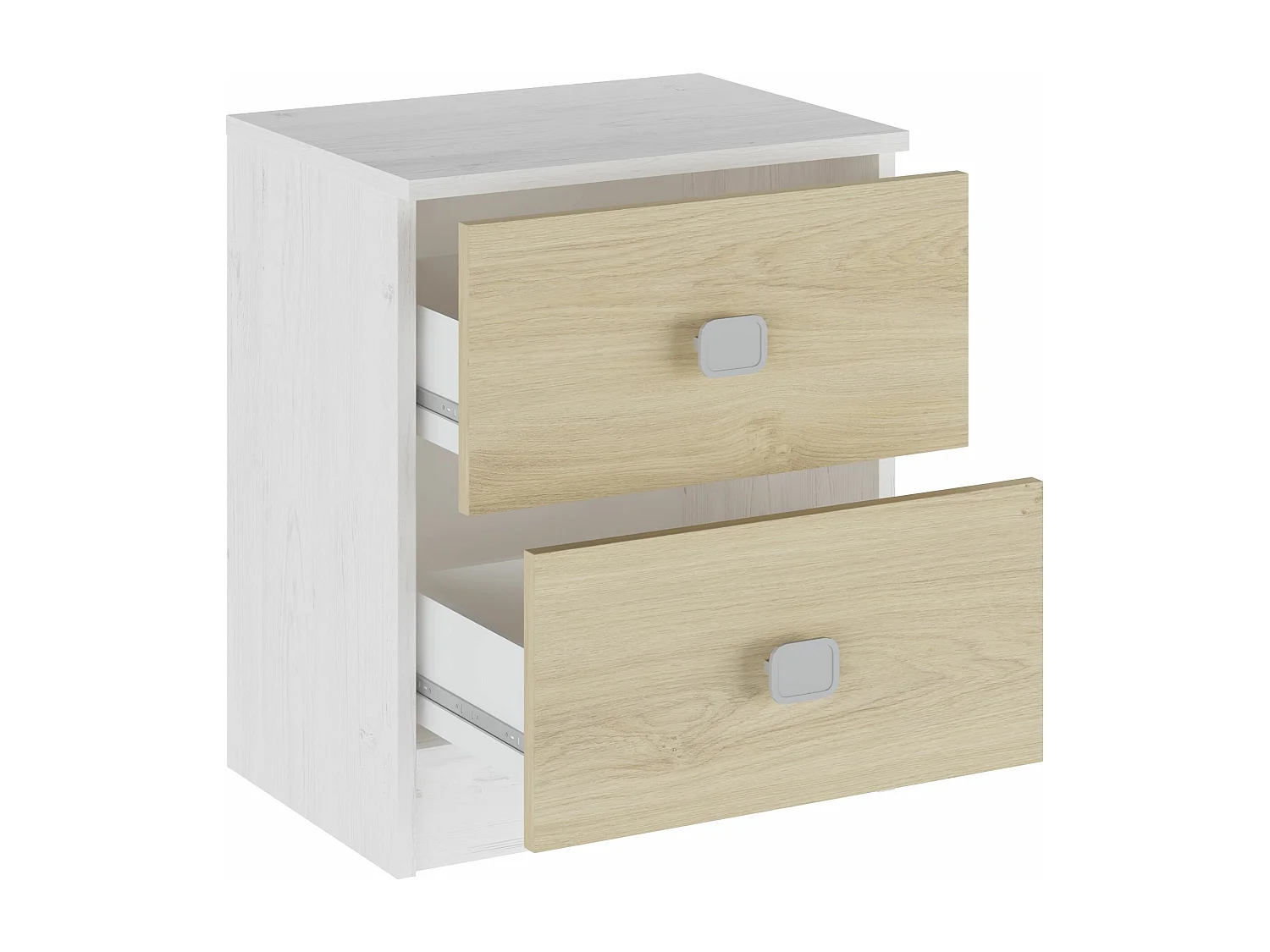 Cabezal + Dos Mesitas de Noche, Cabecero y Mesitas, Acabado en Blanco y Roble, Medidas: 247 cm (An) x 54 cm (Al) x 33 cm (Fon) - Meyvaser