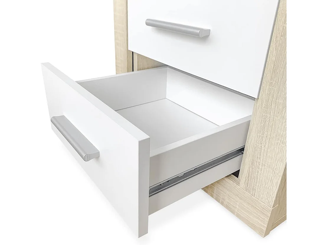 BricoExpo - Pack Cabecero de 160 x 120 cm + 2 Mesitas de Noche | Dormitorio Completo | Color Cambria y Blanco (para Cama de 135-140 o 160)