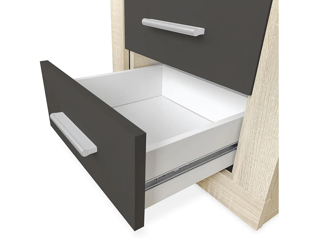 BricoExpo - Pack Cabecero de 160 x 120 cm + 2 Mesitas de Noche | Dormitorio Completo | Color Cambria y Grafito (para Cama de 135-140 o 160)