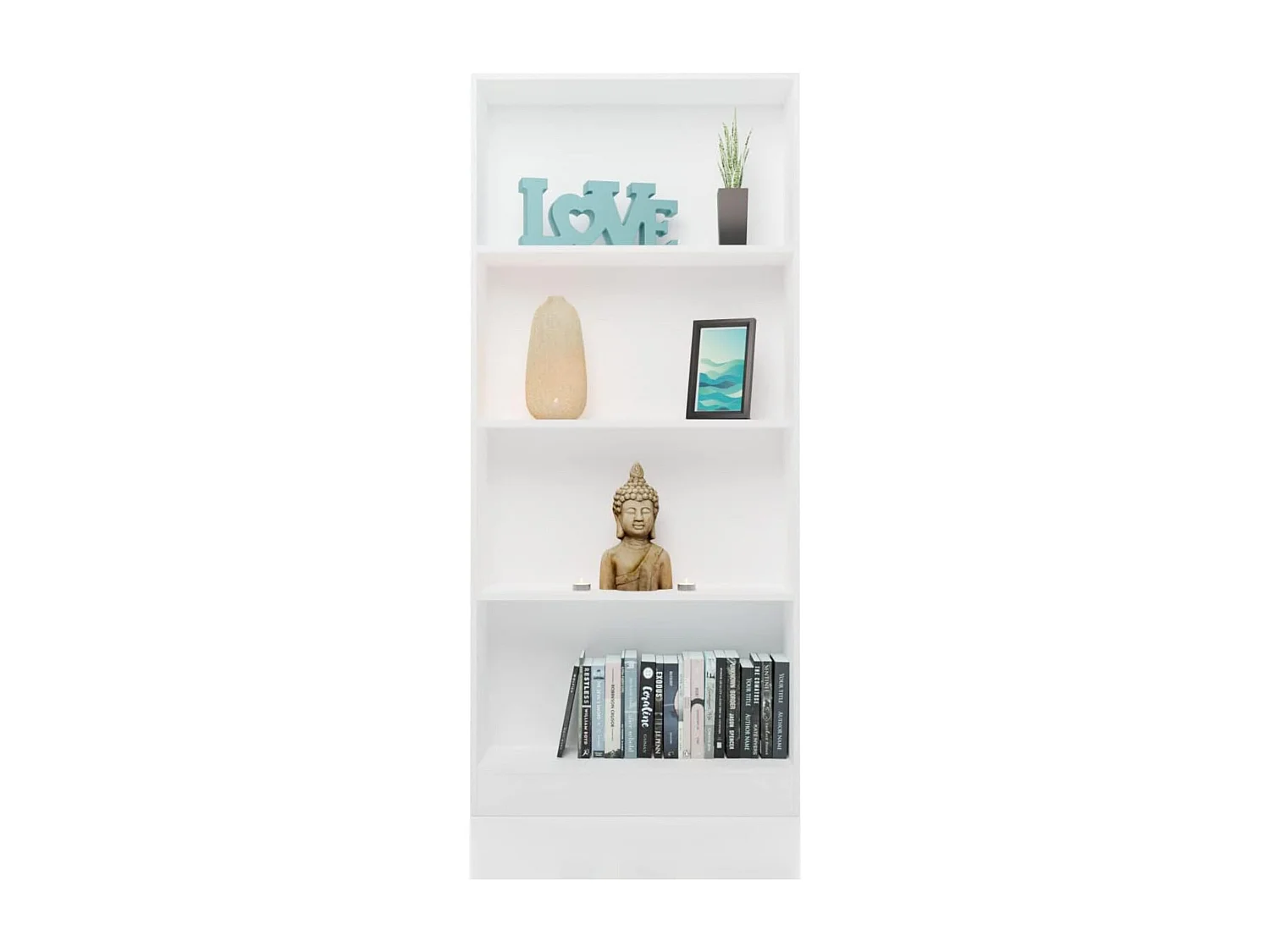 Meyvaser Librería estantería con cuatro baldas en madera color blanco para salón 180x80x24,5 cm