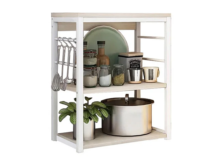 Meyvaser Estantería de Cocina, Unidad de Cocina con estantes, Marco de Metal Blanco, Estante Industrial para microondas 50x30x71,5 Cm