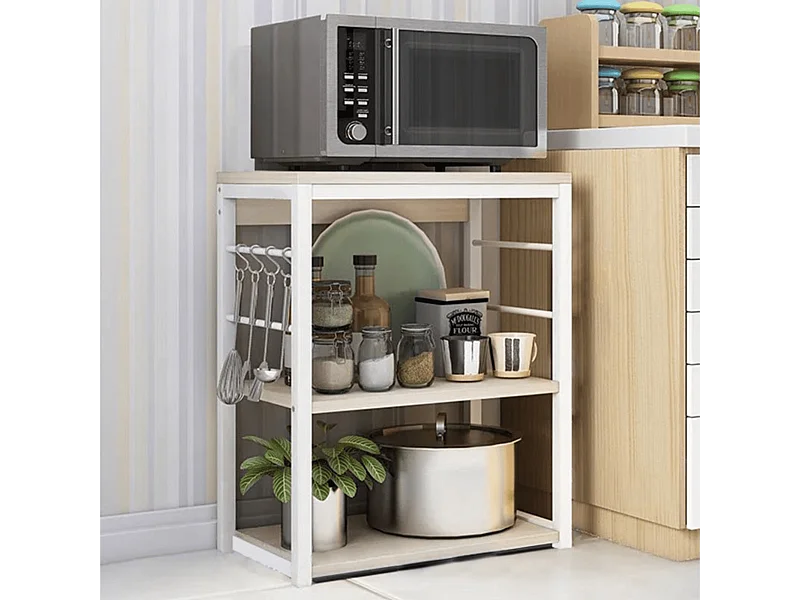 Meyvaser Estantería de Cocina, Unidad de Cocina con estantes, Marco de Metal Blanco, Estante Industrial para microondas 50x30x71,5 Cm
