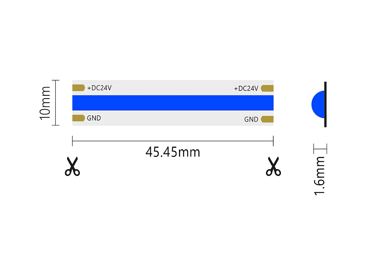 Tira LED COB monocolor de 15 W/MT y 24 V - Rollo de 5 m - Azul