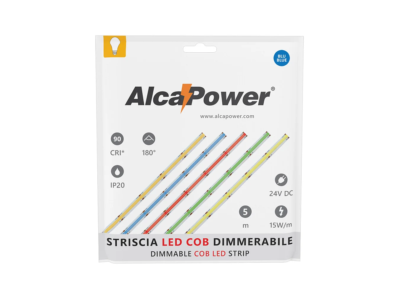 Tira LED COB monocolor de 15 W/MT y 24 V - Rollo de 5 m - Azul