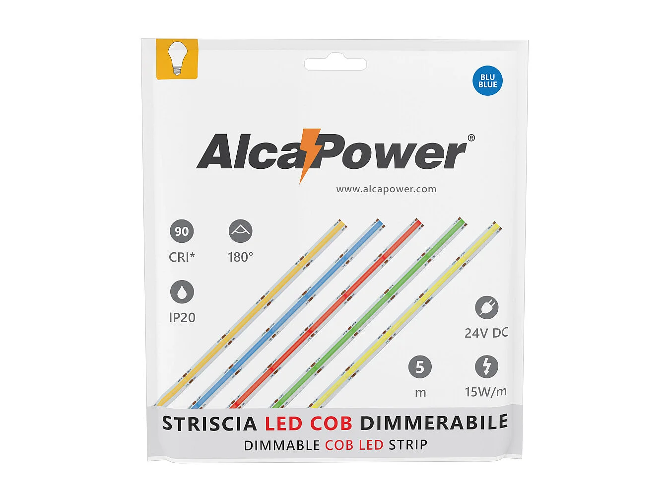 Tira LED COB monocolor de 15 W/MT y 24 V - Rollo de 5 m - Azul