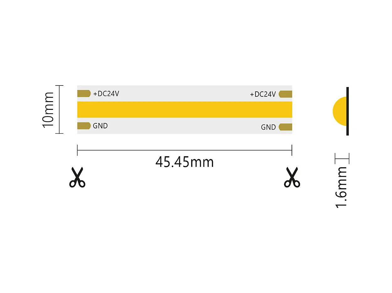 Tira LED COB de 5 m, IP20, monocolor, 15 W/MT, 24 V, 4000 K