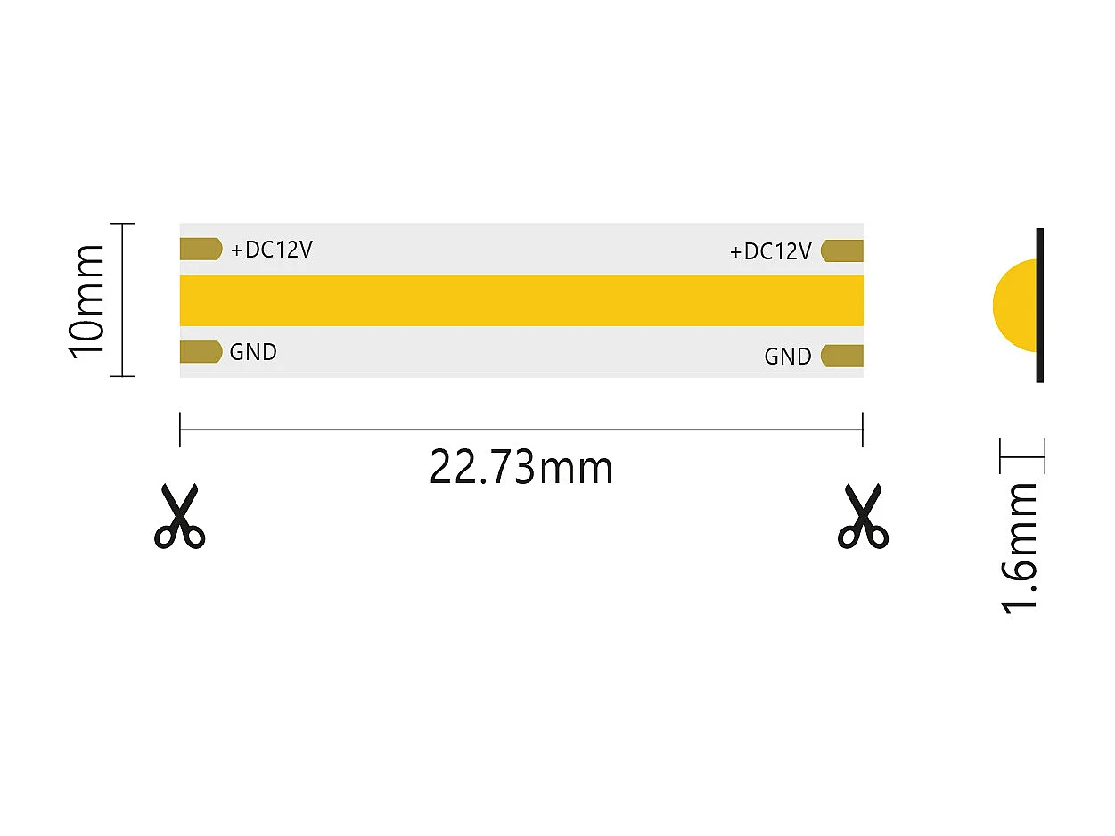 5 m COB IP20 einfarbiger LED-Streifen 15 W/MT 12 V – 4000 K