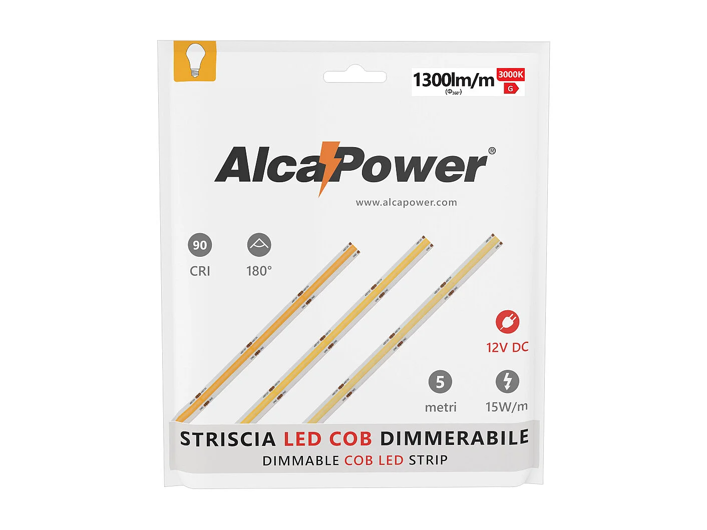 Bande LED COB IP20 monochrome 5m 15W/MT 12V 4000K