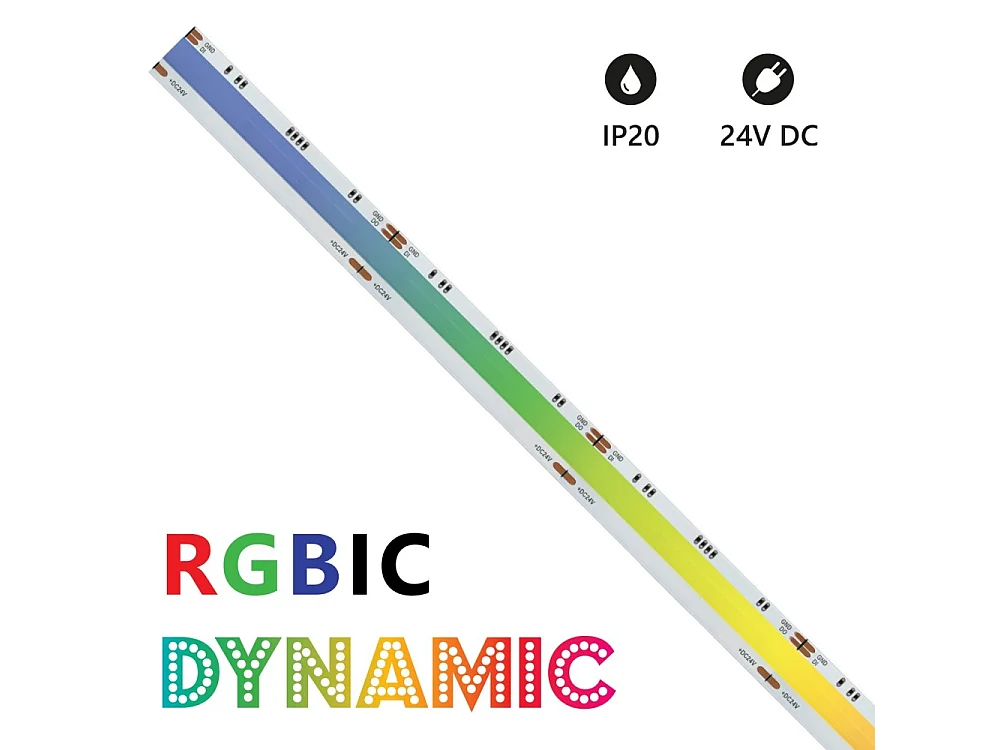 COB-LED-Streifen IP20 5m Dynamic RGBIC 14W/MT 24V