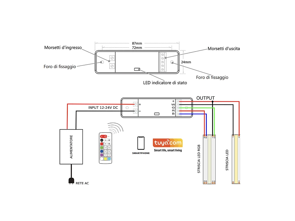 Fernbedienung für Smart Tuya RGB-W LED-Streifen