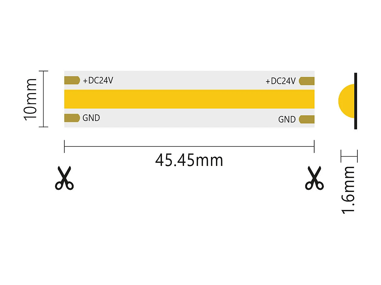 5 m COB IP65 einfarbiger LED-Streifen 15 W/MT 24 V – 6000 K