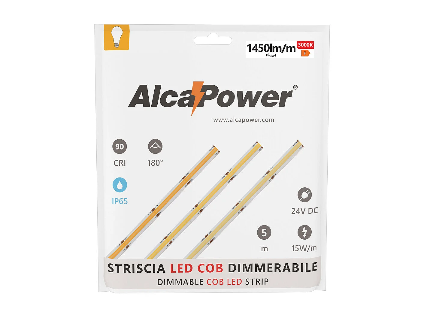 5 m COB IP65 einfarbiger LED-Streifen 15 W/MT 24 V – 6000 K