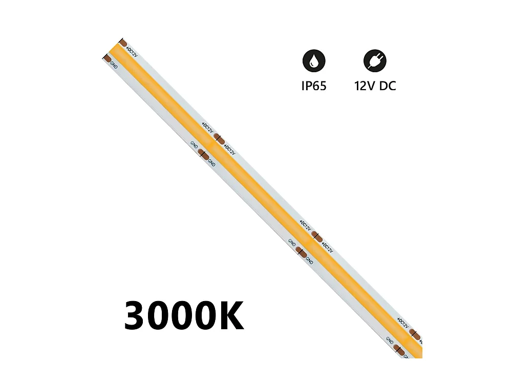 5 m COB IP65 einfarbiger LED-Streifen 15 W/MT 12 V – 4000 K