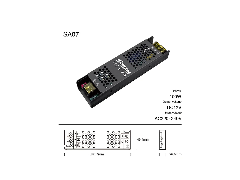 Alimentation LED à intensité variable 12V 100W, transformateur Ultra fin pour bande LED, pilote LED
