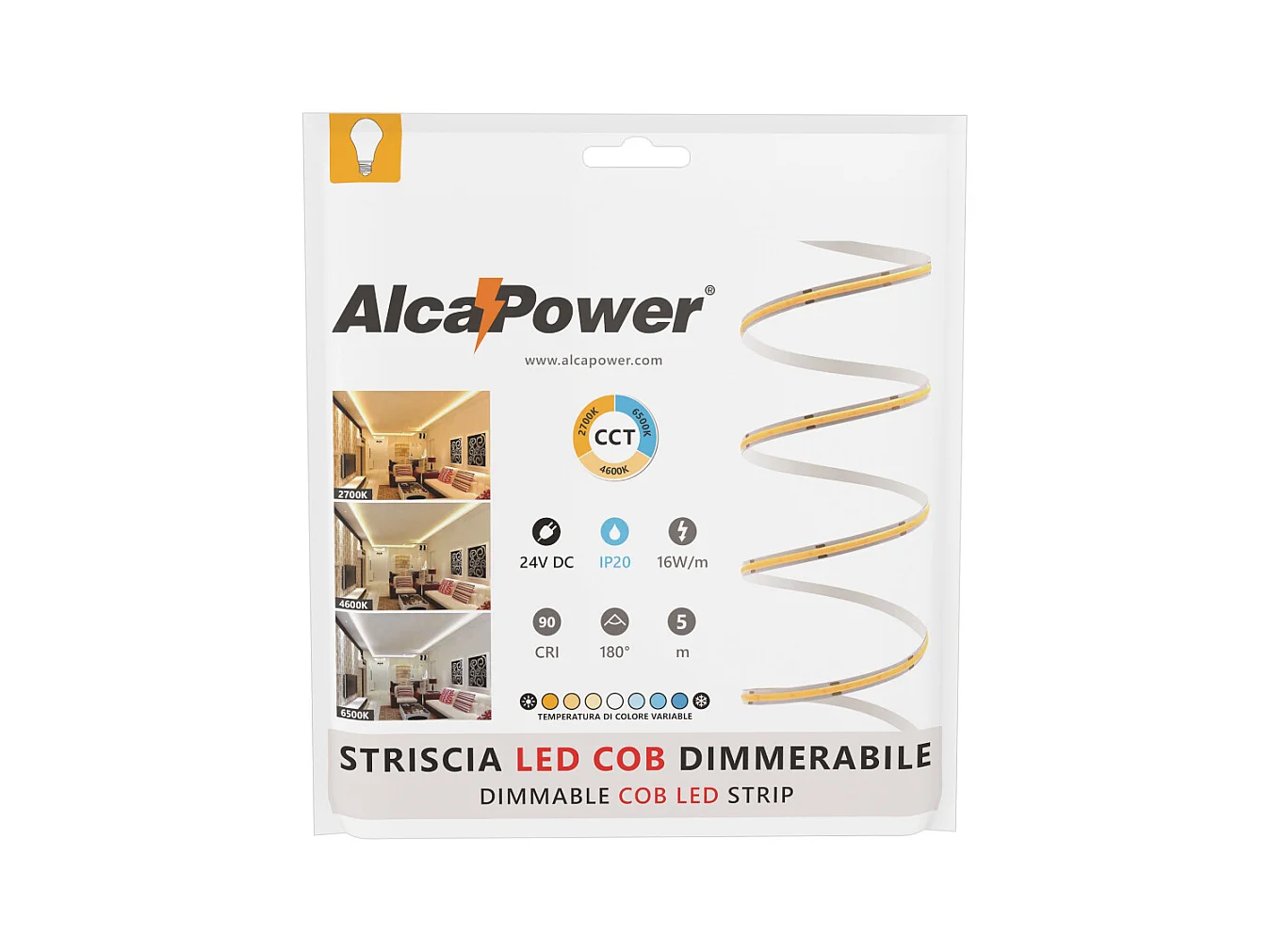 Tira LED COB IP20 5m 8+8W/MT 24V - CCT - 2700K-6500K