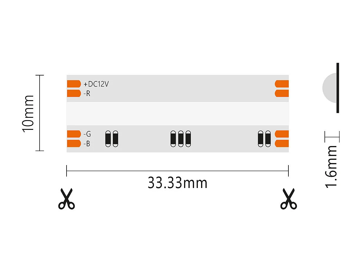 COB-LED-Streifen IP20 5m RGB 12V 15W/MT