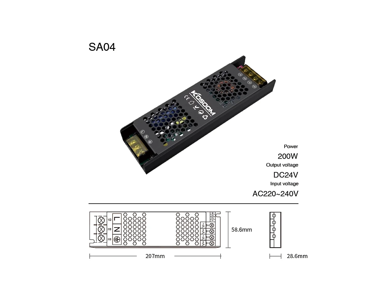 Alimentation LED à intensité variable 24V 200W, transformateur Ultra fin pour bande LED, pilote LED