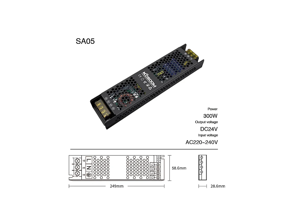 Sololed -  24 V 300 W dimmbares LED-Netzteil, ultradünner Transformator für LED-Streifen, LED-Treiber