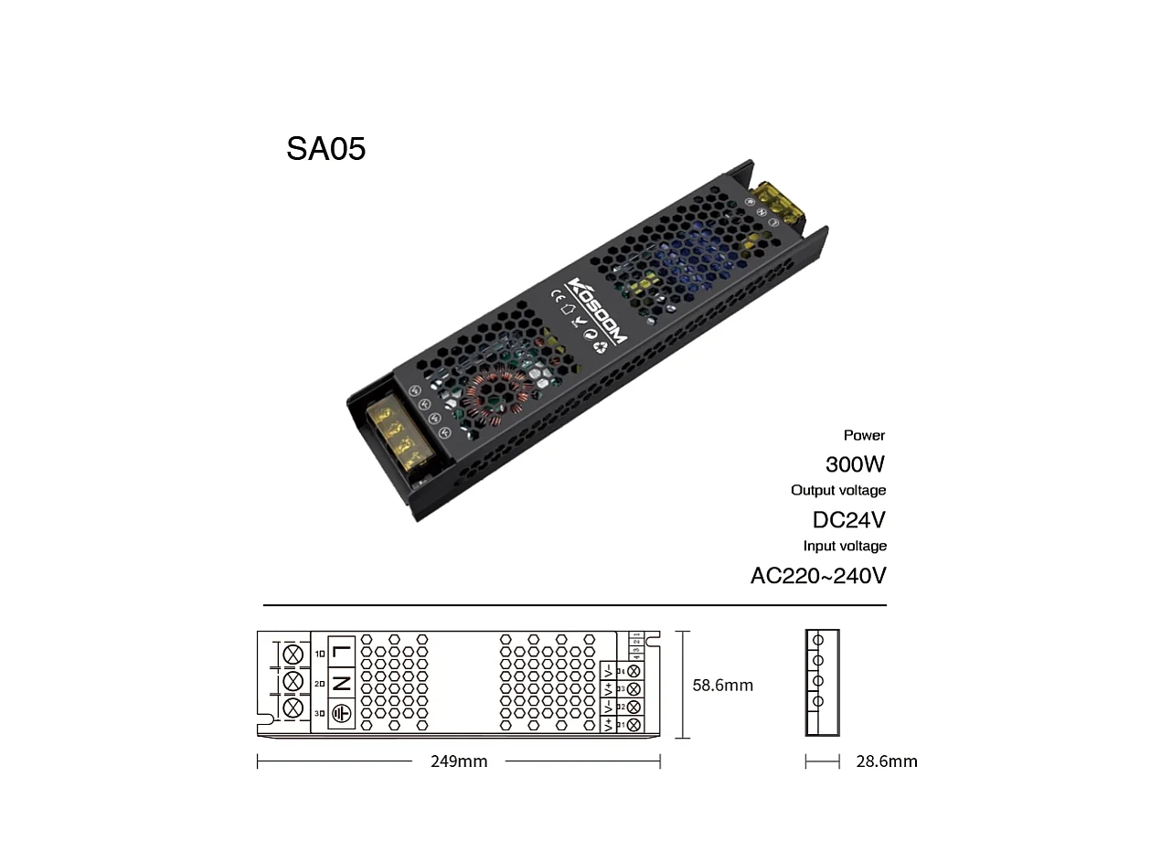 Alimentation LED à intensité variable 24V 300W, transformateur Ultra fin pour bande LED, pilote LED