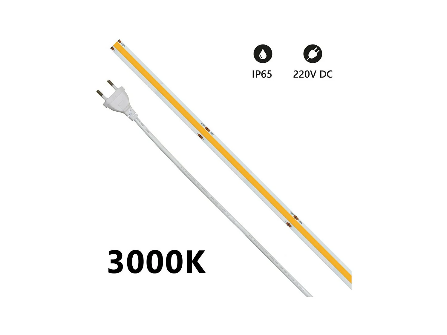Striscia led 5m COB IP65 monocolore da 14W/MT 220V - 6000K