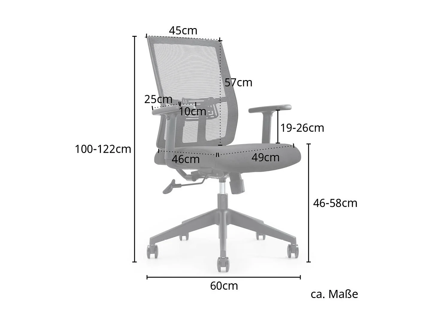 Chaise de bureau SVITA Premium avec revêtement en maille noire Chaise de bureau pivotante Chaise de direction