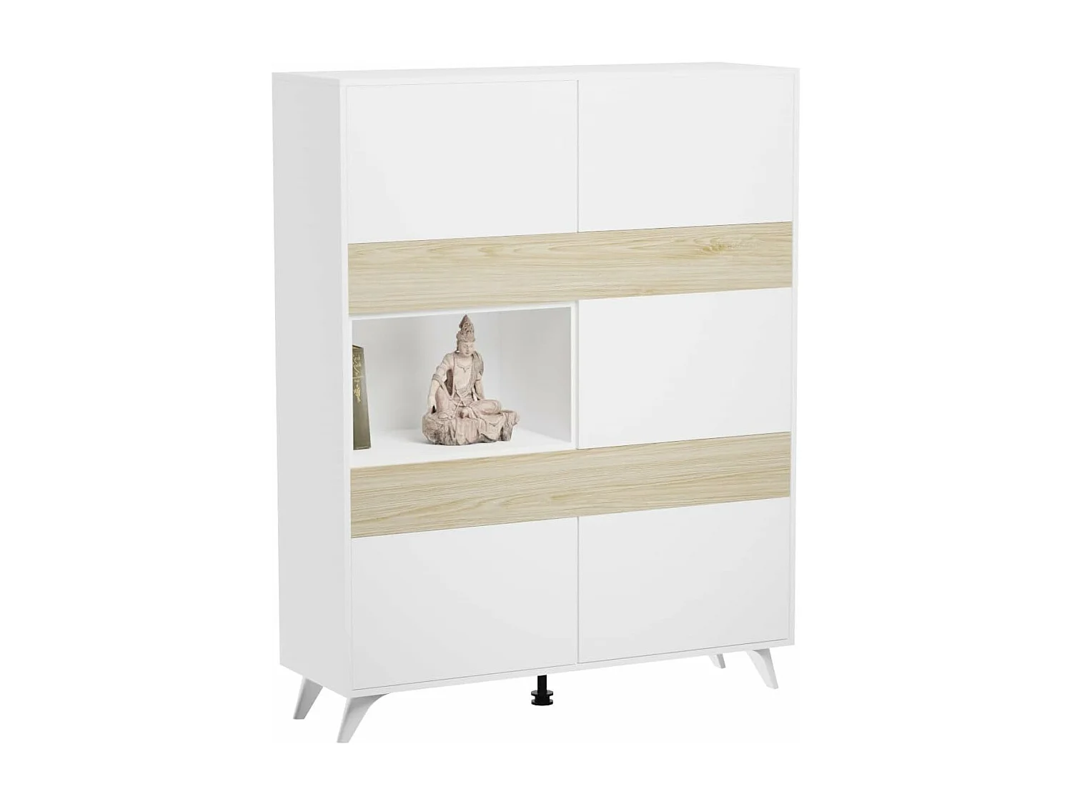 Mueble Vitrina para Salón o Comedor, Mueble de salón, Aparador cocina, Color Roble y Blanco, Medidas: 120 cm (Ancho) x 150 cm (Alto) x 40 cm (Fondo)