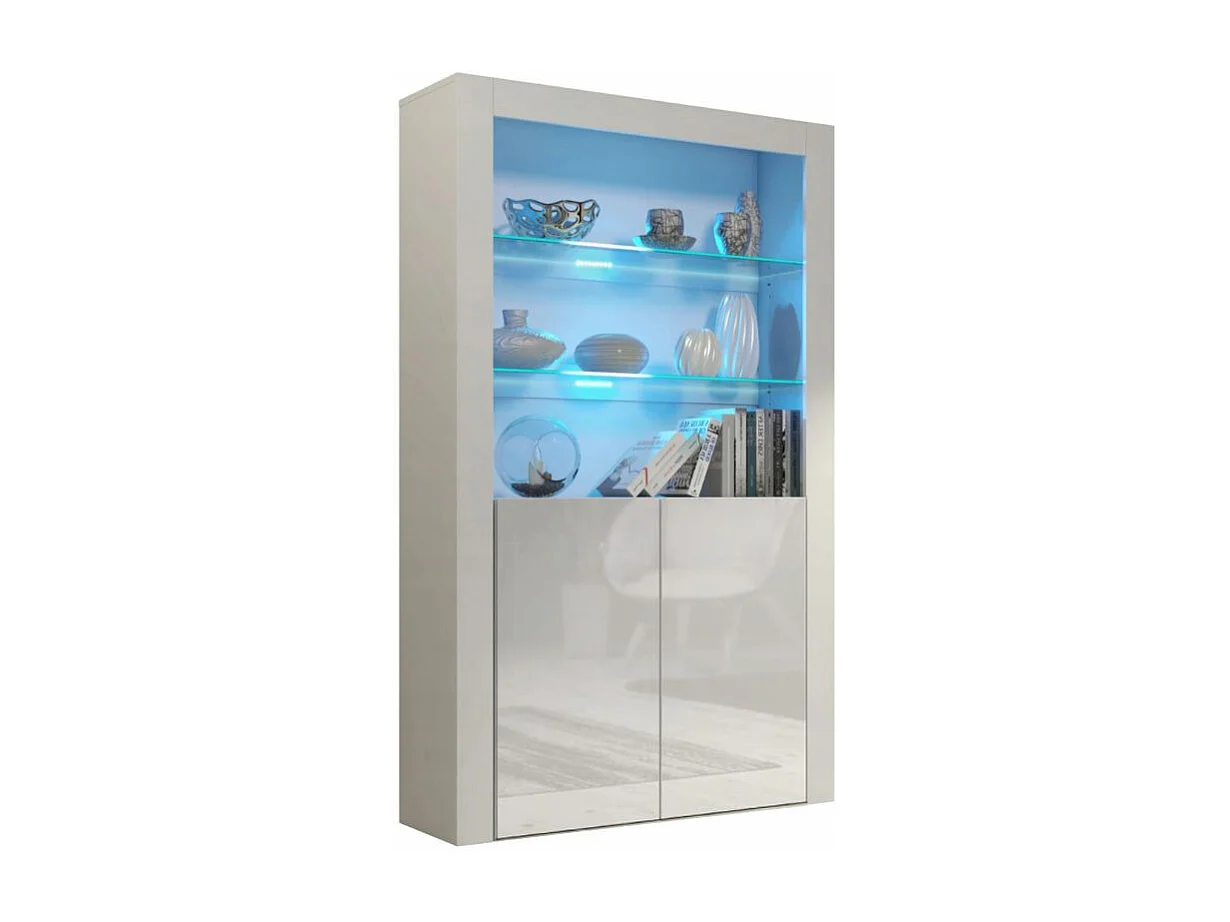 Vitrine JIVE 90 cm blanc laqué avec LEDS