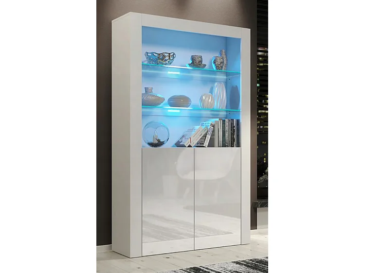 Vitrine JIVE 90 cm blanc laqué avec LEDS