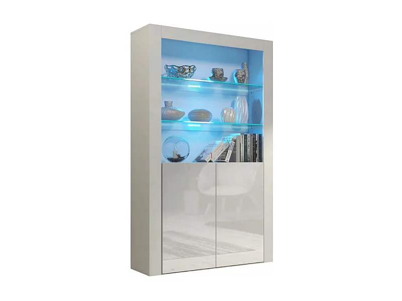 Vitrine JIVE 90 cm blanc laqué avec LEDS
