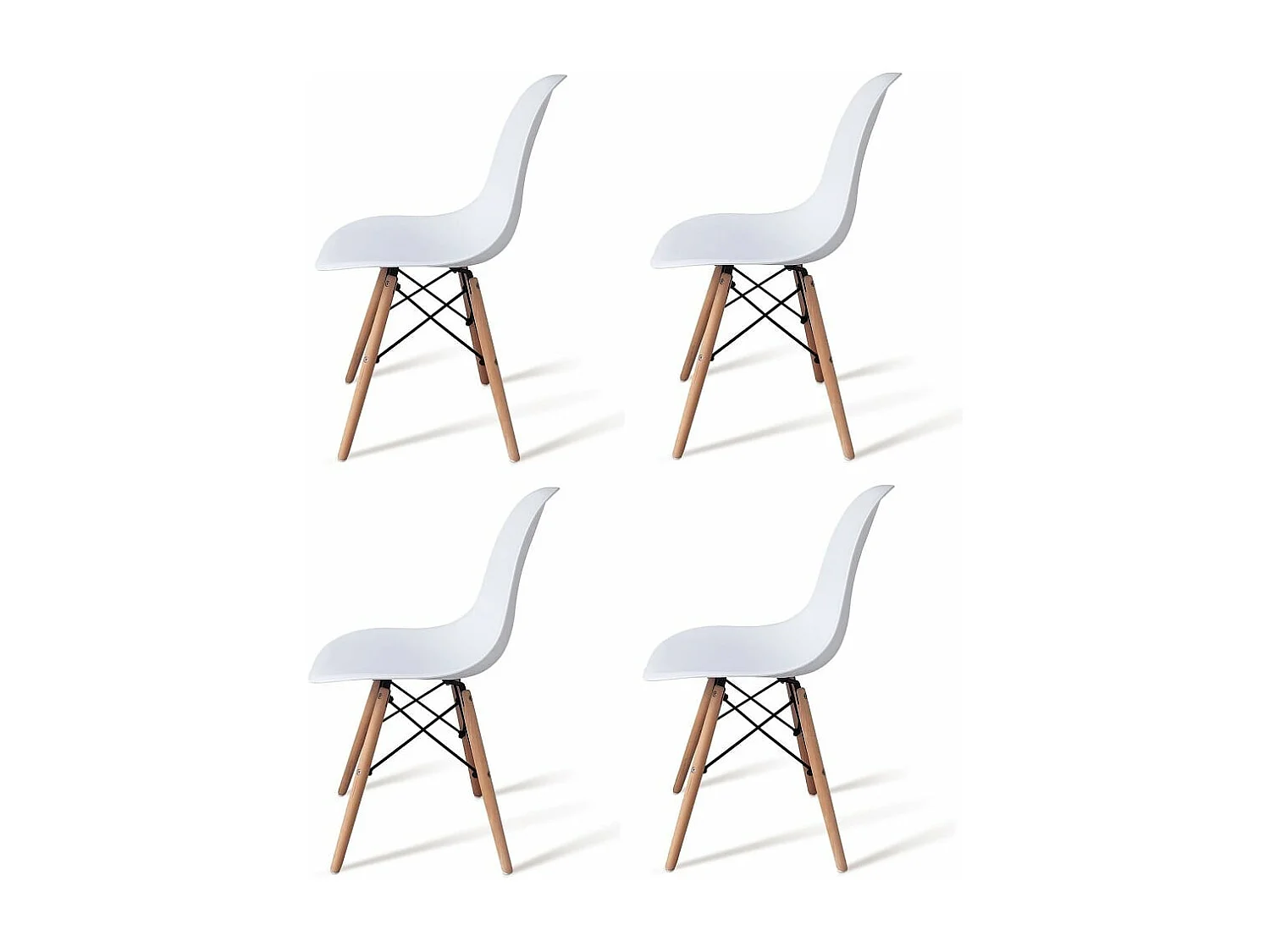 Pack 4 Sillas de Comedor, Sillas Cocinas, Acabado en Blanco y Madera, Medidas: 45 cm (Ancho) x 53 cm (Largo) x 83 cm (Alto)