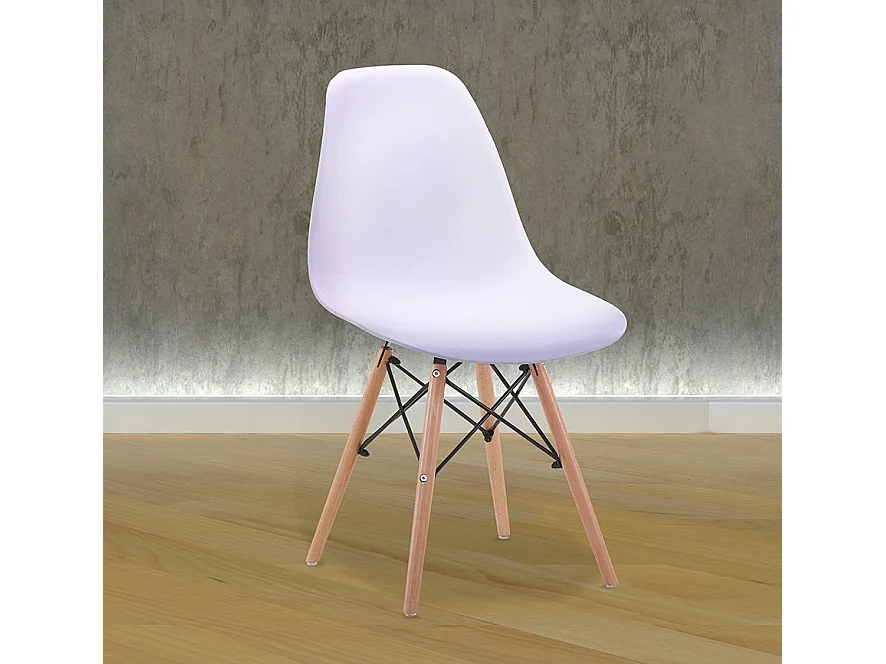 Pack 4 Sillas de Comedor, Sillas Cocinas, Acabado en Blanco y Madera, Medidas: 45 cm (Ancho) x 53 cm (Largo) x 83 cm (Alto)