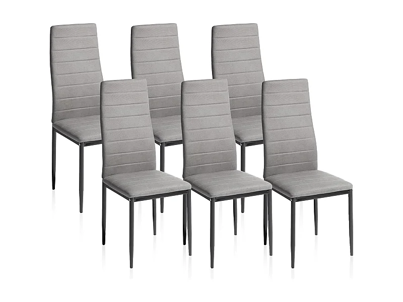Pack de 6 Sillas Tapizadas para Comedor/Salón – Marengo y Patas Negras en Aluminio, Dimensiones: 40 cm x 42 cm x 96 Cm