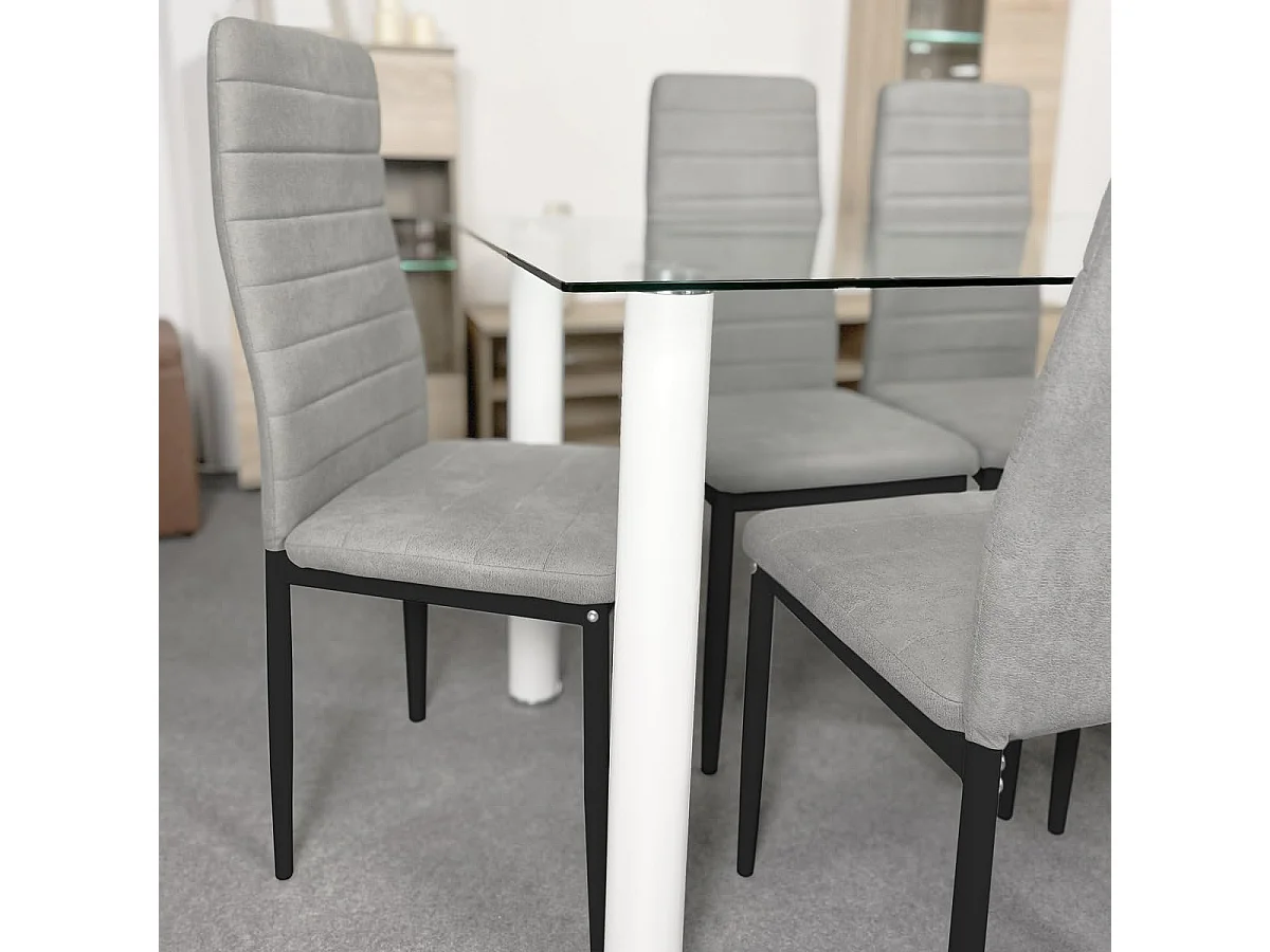 Pack de 6 Sillas Tapizadas para Comedor/Salón – Marengo y Patas Negras en Aluminio, Dimensiones: 40 cm x 42 cm x 96 Cm