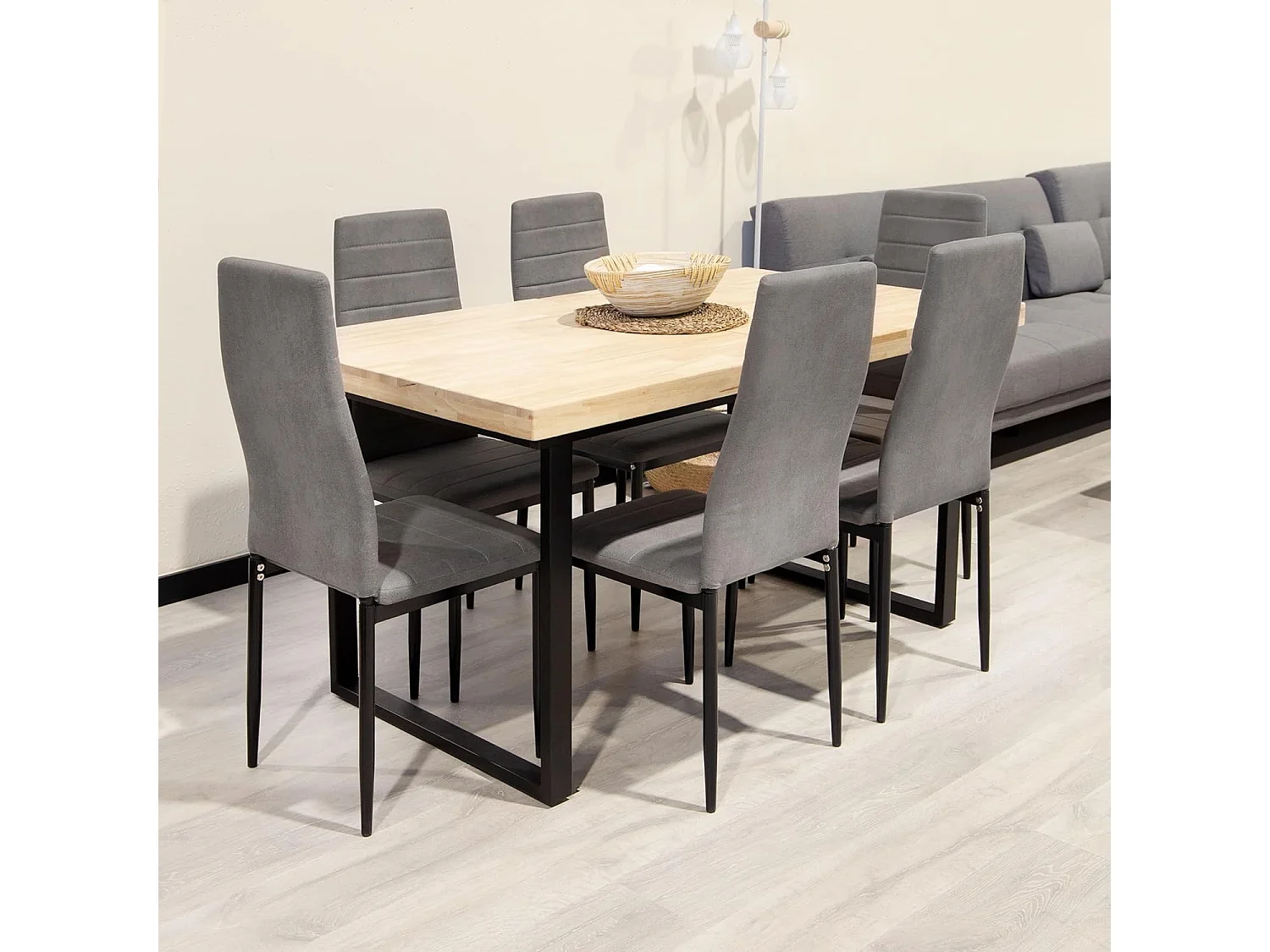 Pack de 6 Sillas Tapizadas para Comedor/Salón – Marengo y Patas Negras en Aluminio, Dimensiones: 40 cm x 42 cm x 96 Cm