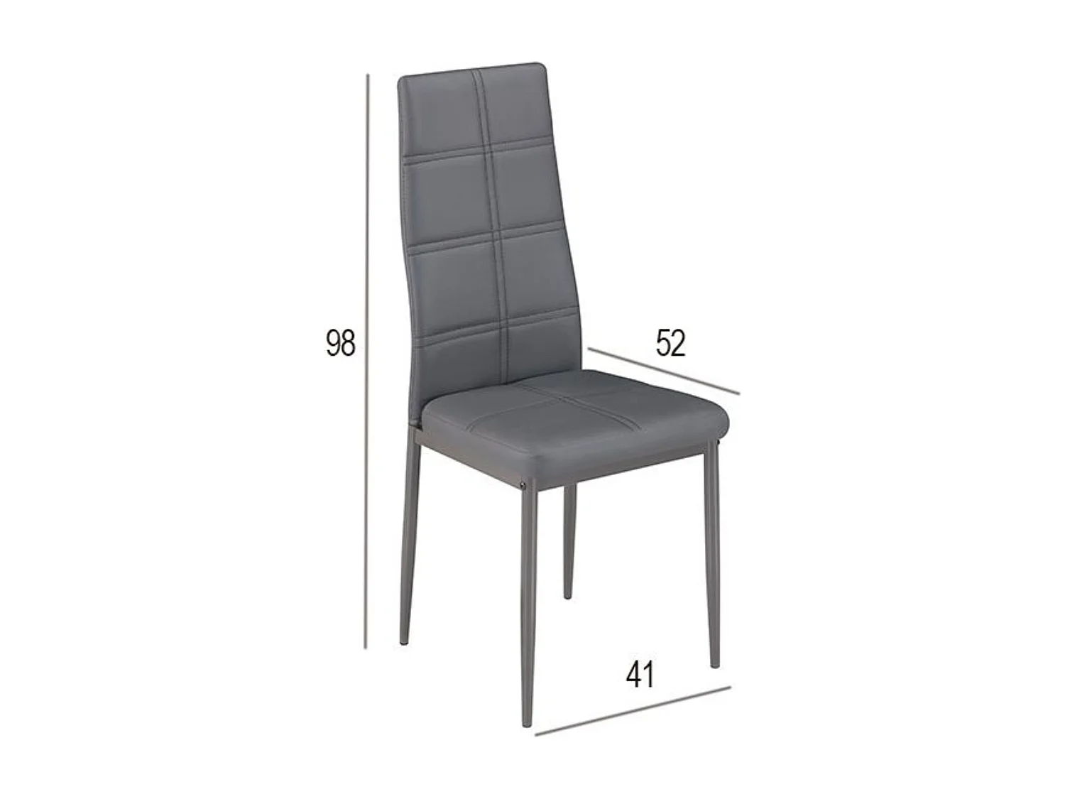 Pack de 6 Sillas Tapizadas para Salón y Comedor – Acabado Gris en Aluminio, Medidas: 38,5 cm x 40 cm x 97 cm