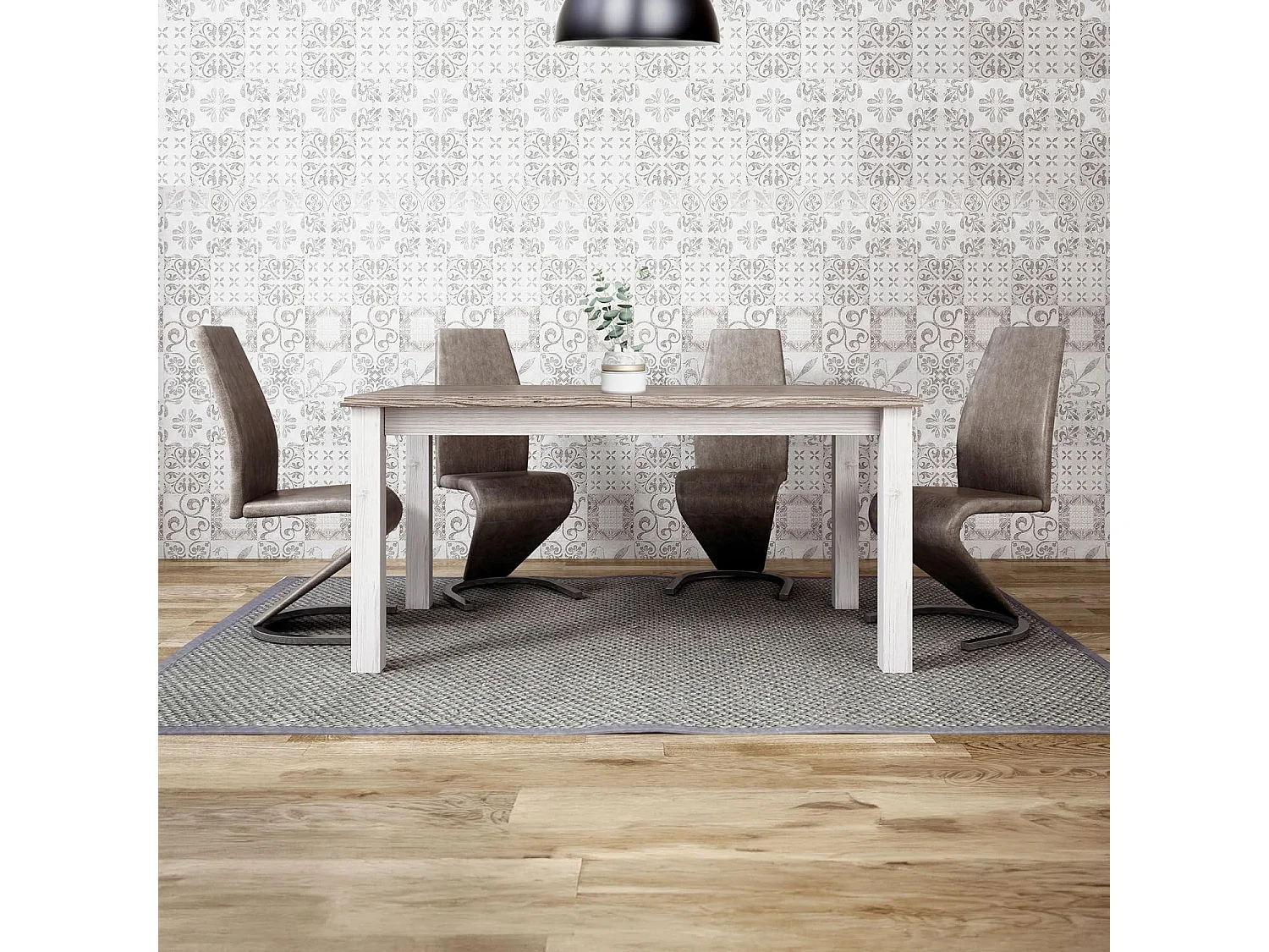 Pack de 2 Sillas de Comedor, Salón o Cocina – Tapizadas en Tela Jarama Color Marengo, Medidas: 45 cm x 64 cm x 100 cm