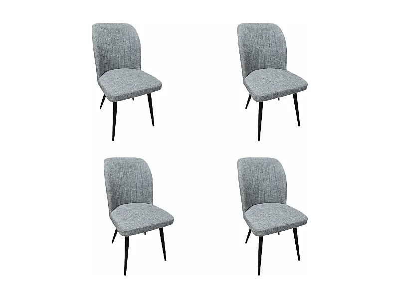 Pack de 4 Sillas Modernas para Comedor y Salón – Tapizado en Color Gris con Patas Metálicas Negras, Medidas: 46 cm x 55 cm x 92 cm