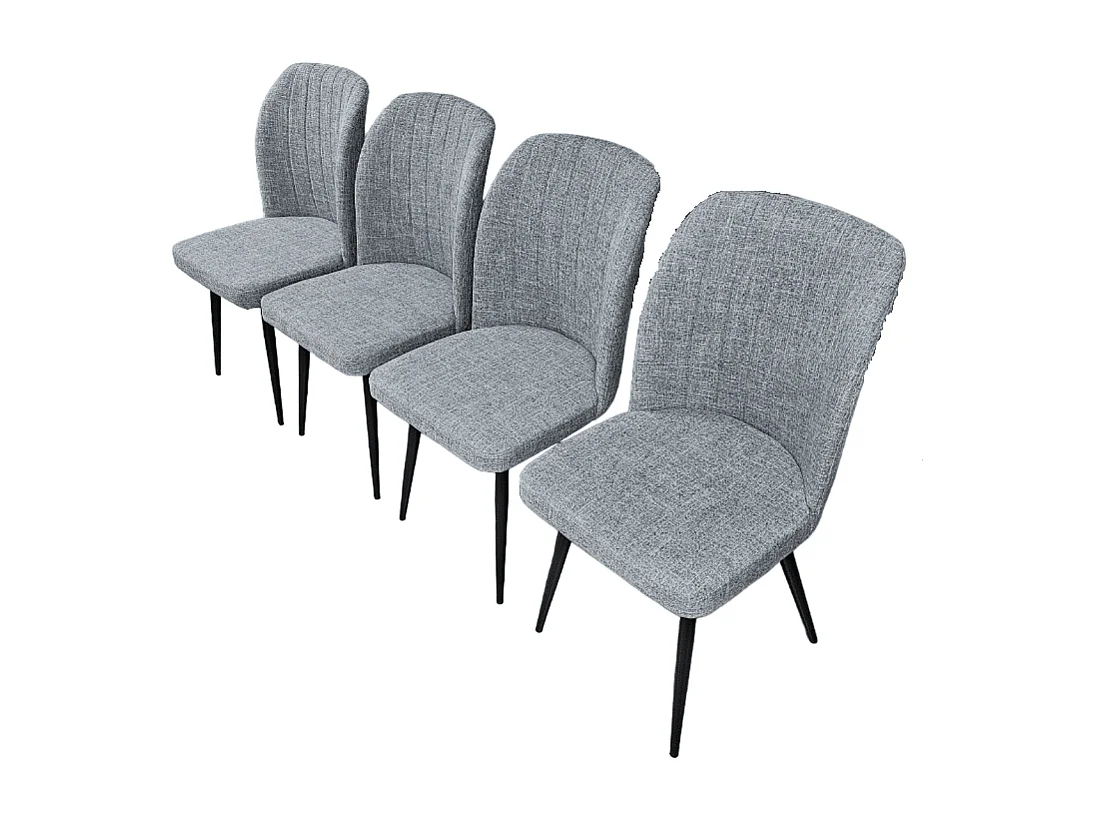 Pack de 4 Sillas Modernas para Comedor y Salón – Tapizado en Color Gris con Patas Metálicas Negras, Medidas: 46 cm x 55 cm x 92 cm