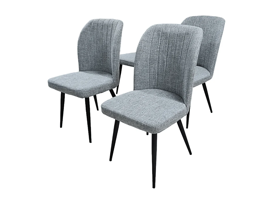 Pack de 4 Sillas Modernas para Comedor y Salón – Tapizado en Color Gris con Patas Metálicas Negras, Medidas: 46 cm x 55 cm x 92 cm