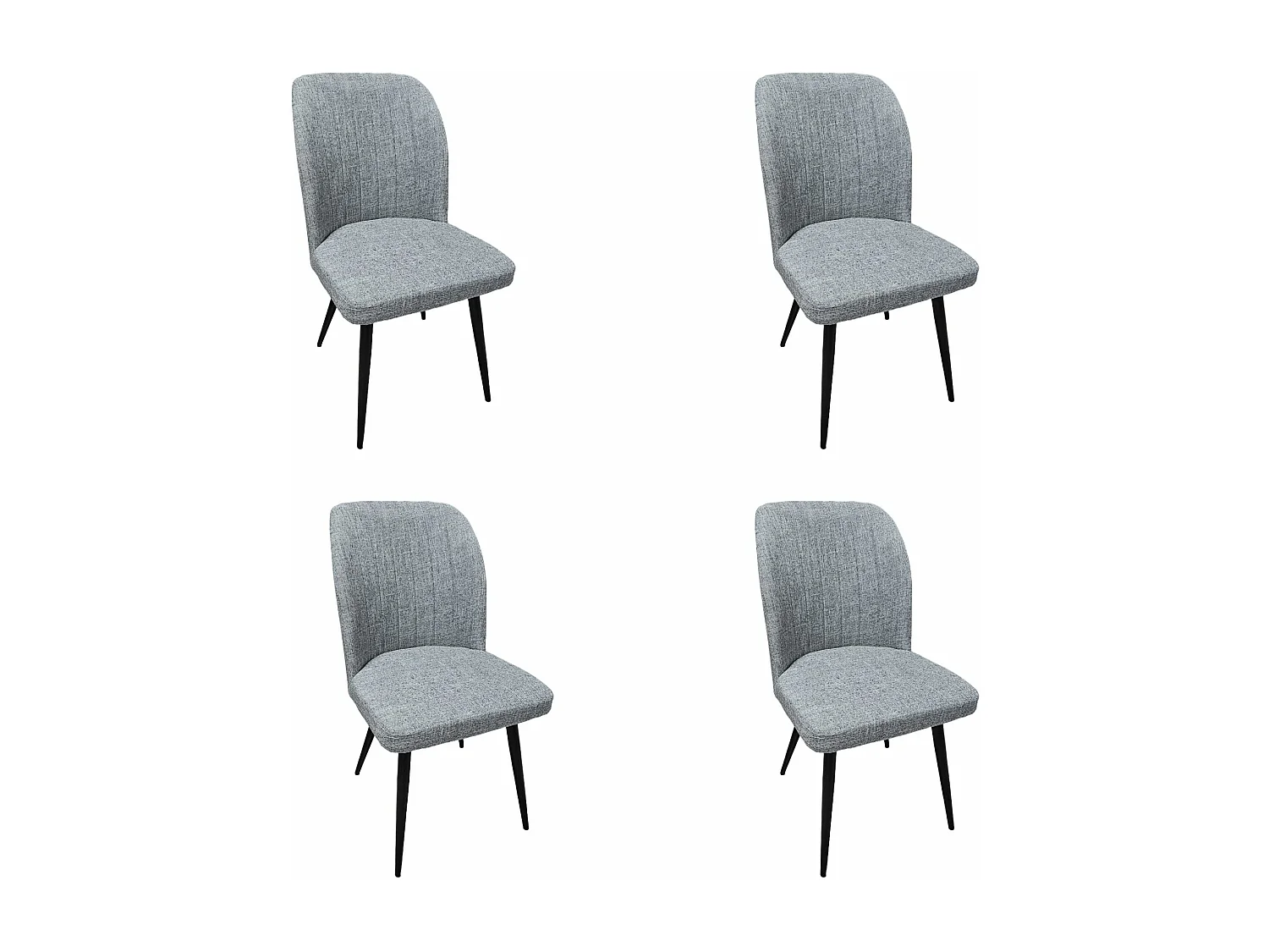Pack de 4 Sillas Modernas para Comedor y Salón – Tapizado en Color Gris con Patas Metálicas Negras, Medidas: 46 cm x 55 cm x 92 cm