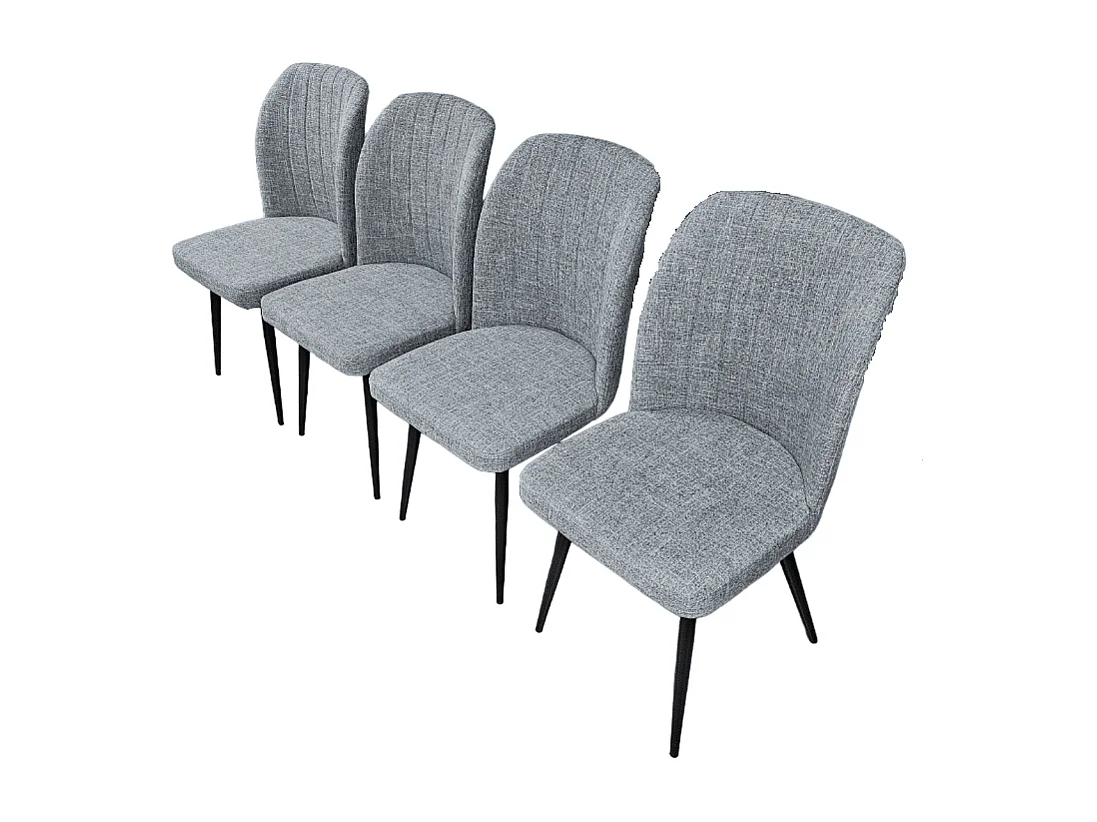 Pack de 4 Sillas Modernas para Comedor y Salón – Tapizado en Color Gris con Patas Metálicas Negras, Medidas: 46 cm x 55 cm x 92 cm