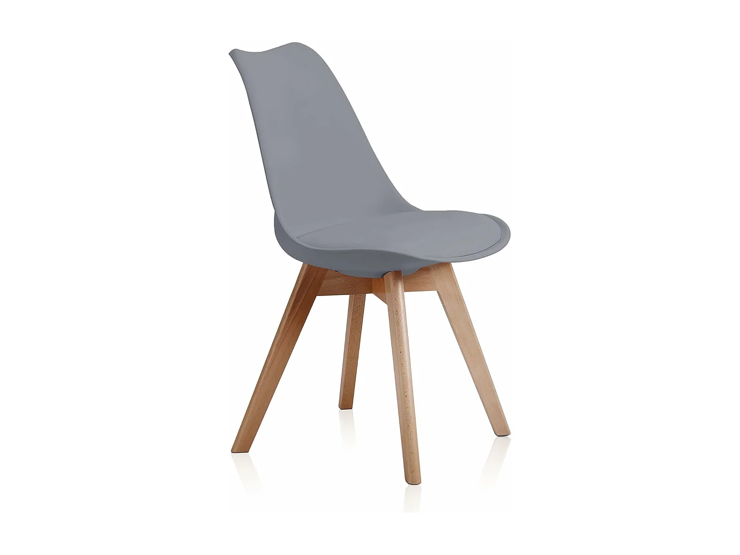 Pack de 4 Sillas para Comedor, Cocina o Salón – Simil Piel Gris y Madera, Medidas: 48 cm x 45 cm x 84 cm.