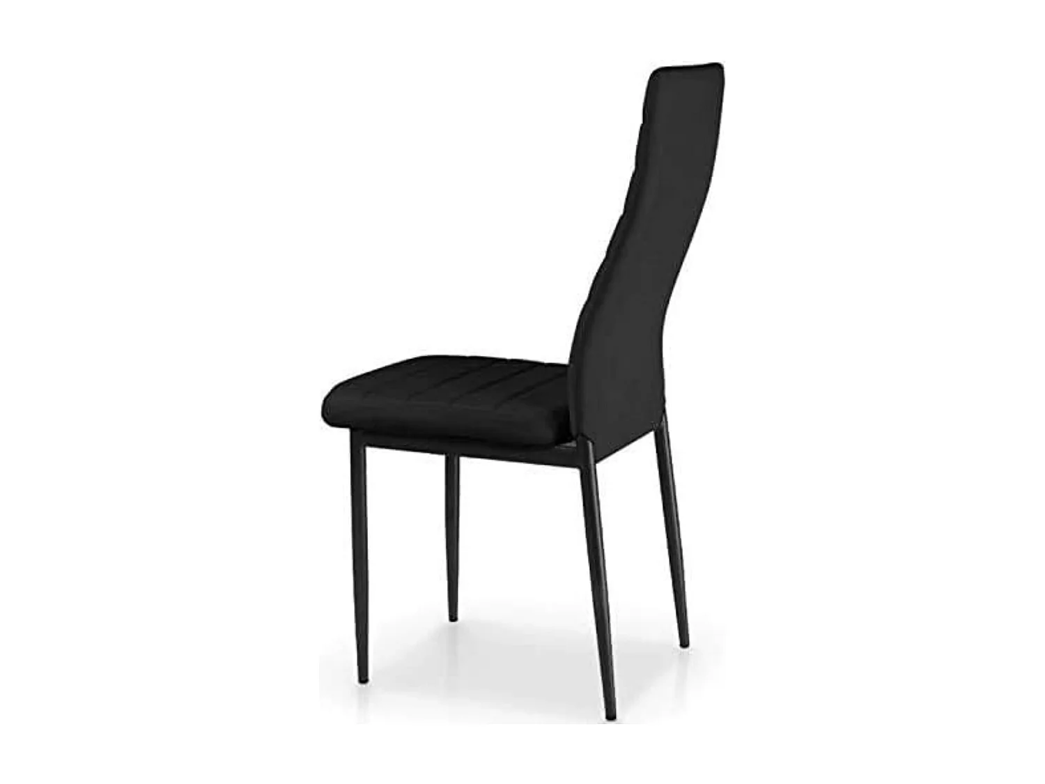 Pack de 6 Sillas Tapizadas para Salón, Comedor. Acabadas en Polipiel de Color Negro y Patas Negras. Medidas: 39,5 cm (Ancho) x 37,5 cm (Fondo) x 96 cm