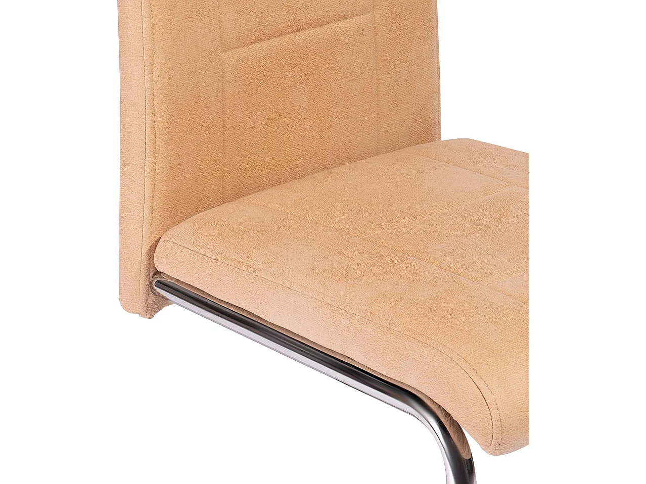 Pack de 4 Sillas Tapizadas para Salón y Comedor – Acabado Color Beig con Patas Cromadas de Aluminio, Medidas: 42,5 cm x 52 cm x 99 cm