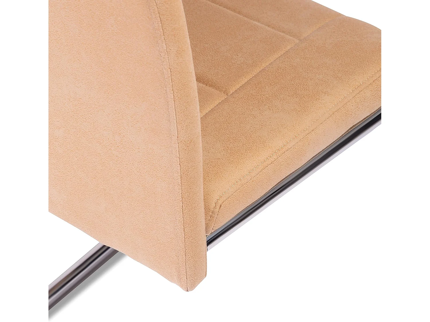 Pack de 4 Sillas Tapizadas para Salón y Comedor – Acabado Color Beig con Patas Cromadas de Aluminio, Medidas: 42,5 cm x 52 cm x 99 cm