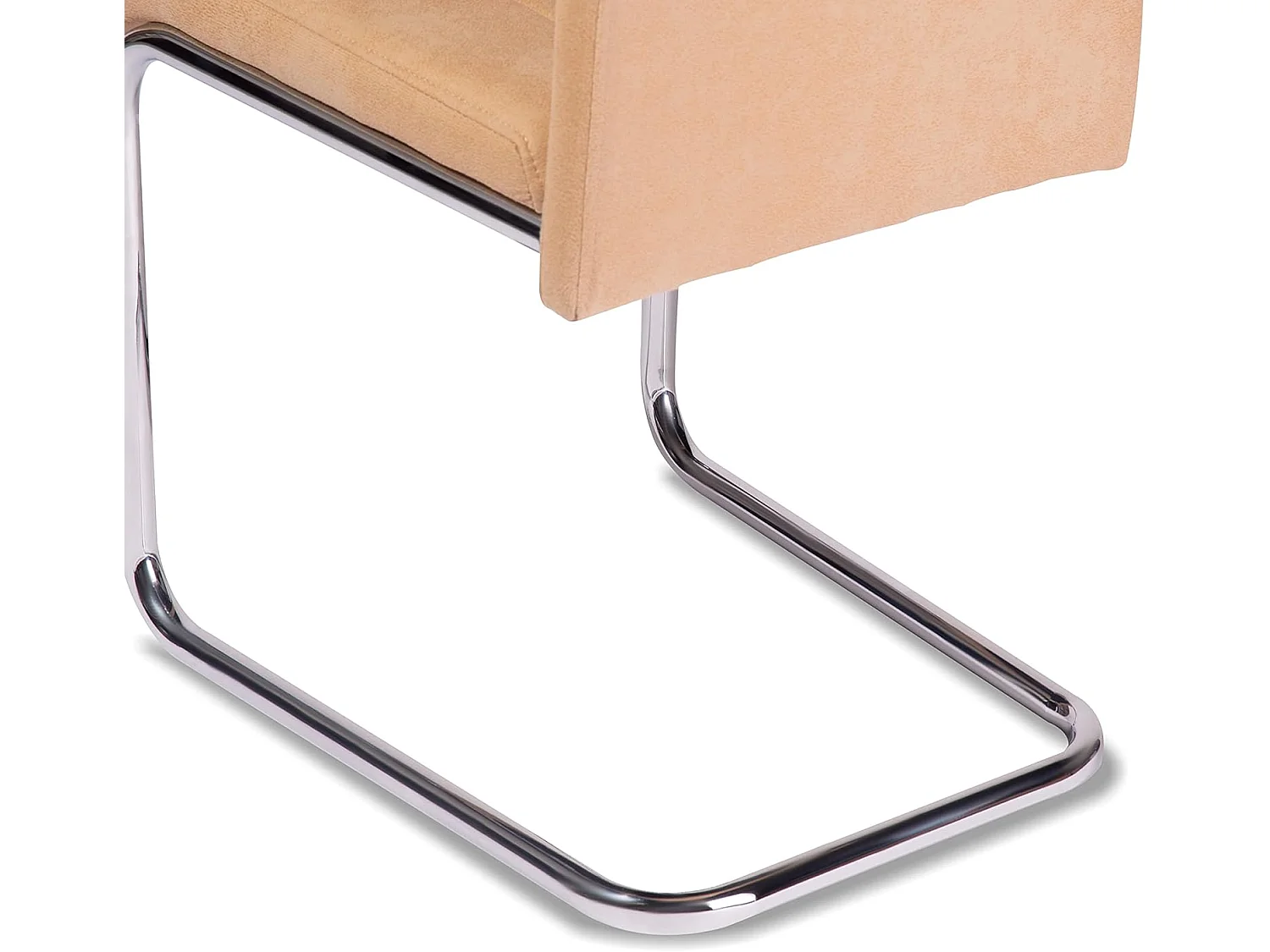 Pack de 4 Sillas Tapizadas para Salón y Comedor – Acabado Color Beig con Patas Cromadas de Aluminio, Medidas: 42,5 cm x 52 cm x 99 cm